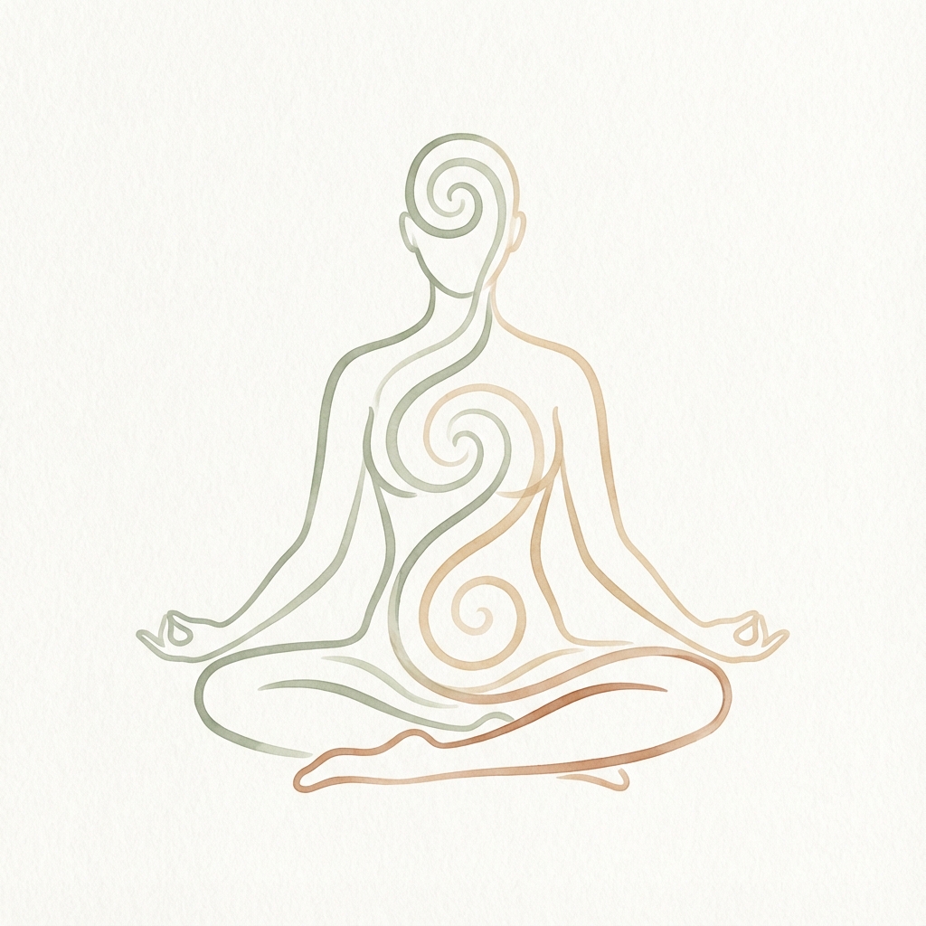 Ilustração minimalista representando a técnica de Escaneamento Corporal Relâmpago