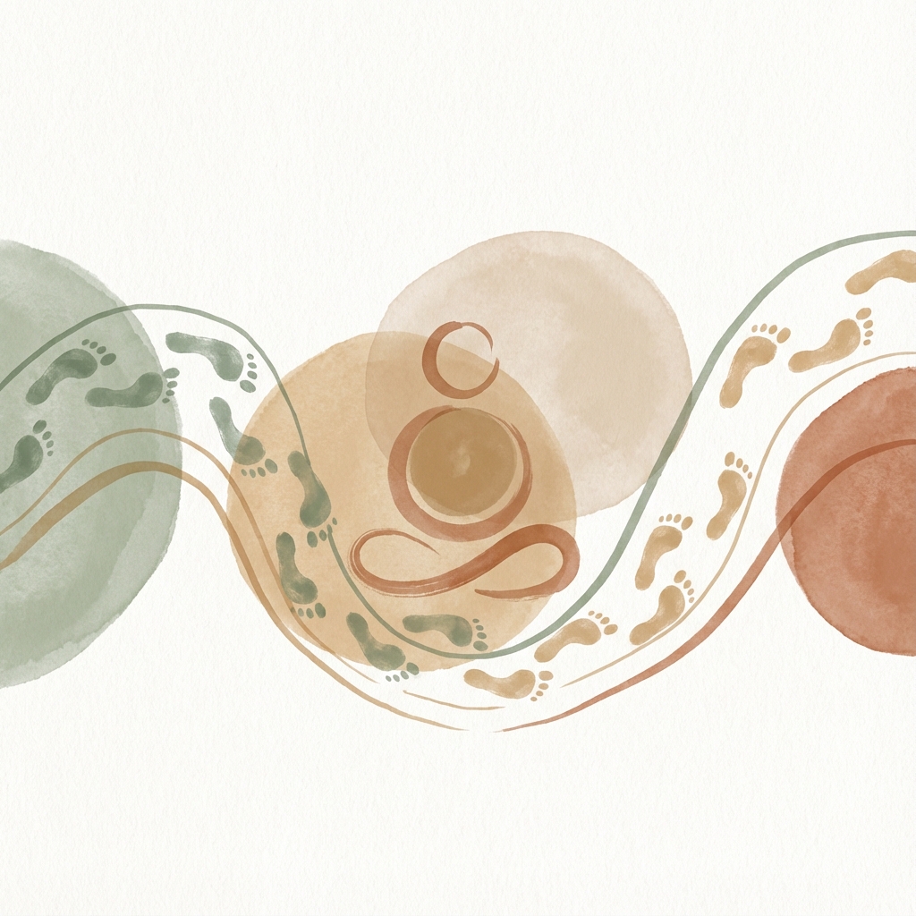 Ilustração minimalista representando a técnica de Meditação Caminhando